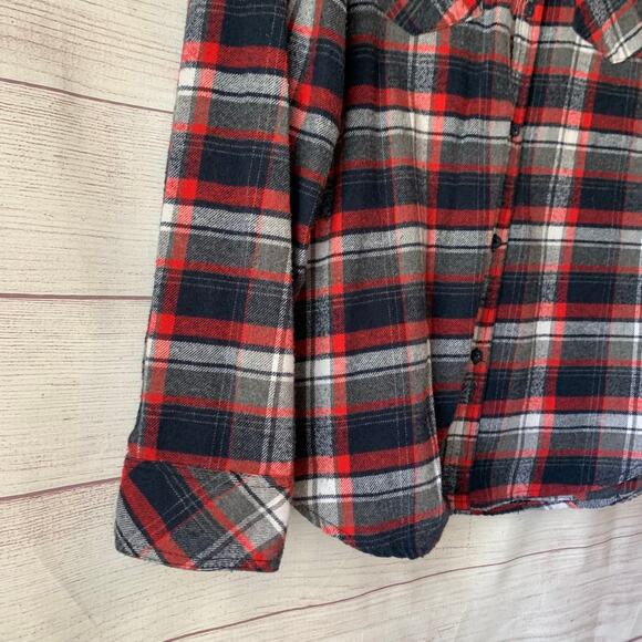 Cavalini Men's Plaid Button Up Shirt Red White Navy Size Medium - Picture 13 of 15